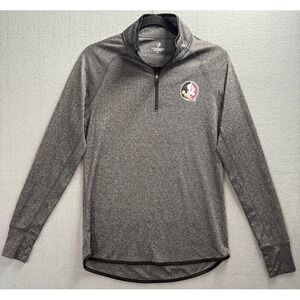 Colosseum FSU Sweatshirt Women Sz L Gray 1/4 Zip Aztec Florida State Lightweight